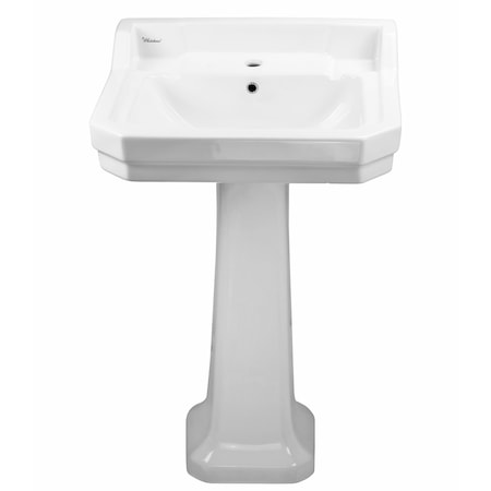 Whitehaus Pedestal W/ Integrated Rctnglr Bowl, Backsplash, Dual Soap Ledges, Trim A B112M-P